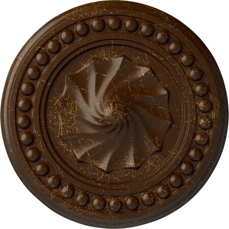 Ekena Millwork Foster Shell Ceiling Medallion (Fits Canopies up to 9 5/8"), 15 3/4"OD x 2"P, Root Beer Crackle CM15FORBC